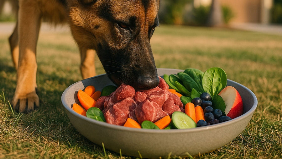 dog eating cucumber