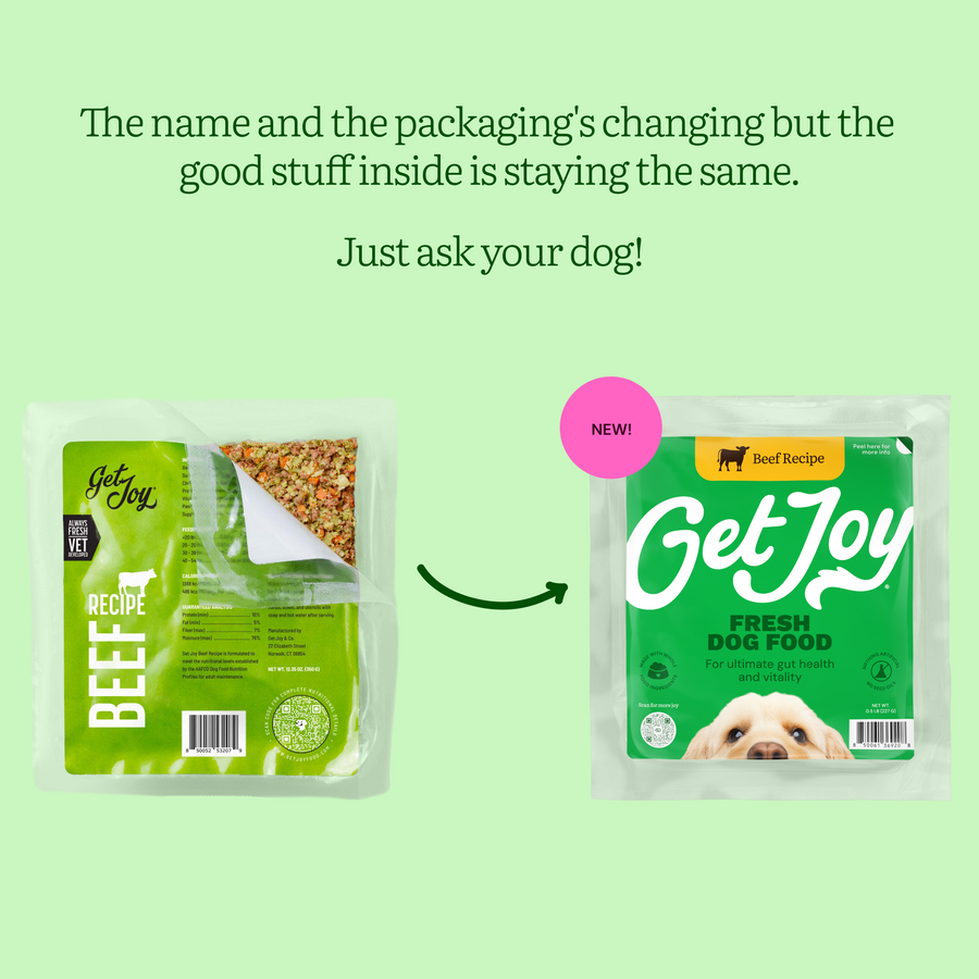 Get Joy Fresh Dog Food Beef — new recipe packaging
