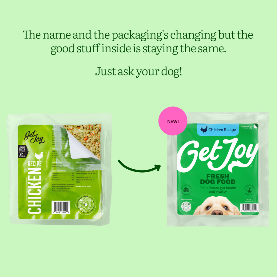 Get Joy Fresh Dog Food Chicken — new recipe packaging