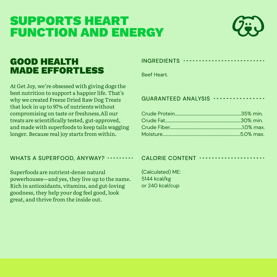 Get Joy Beef Heart Treats — nutrient-dense organ meat ingredients for dogs | #flavor_heart